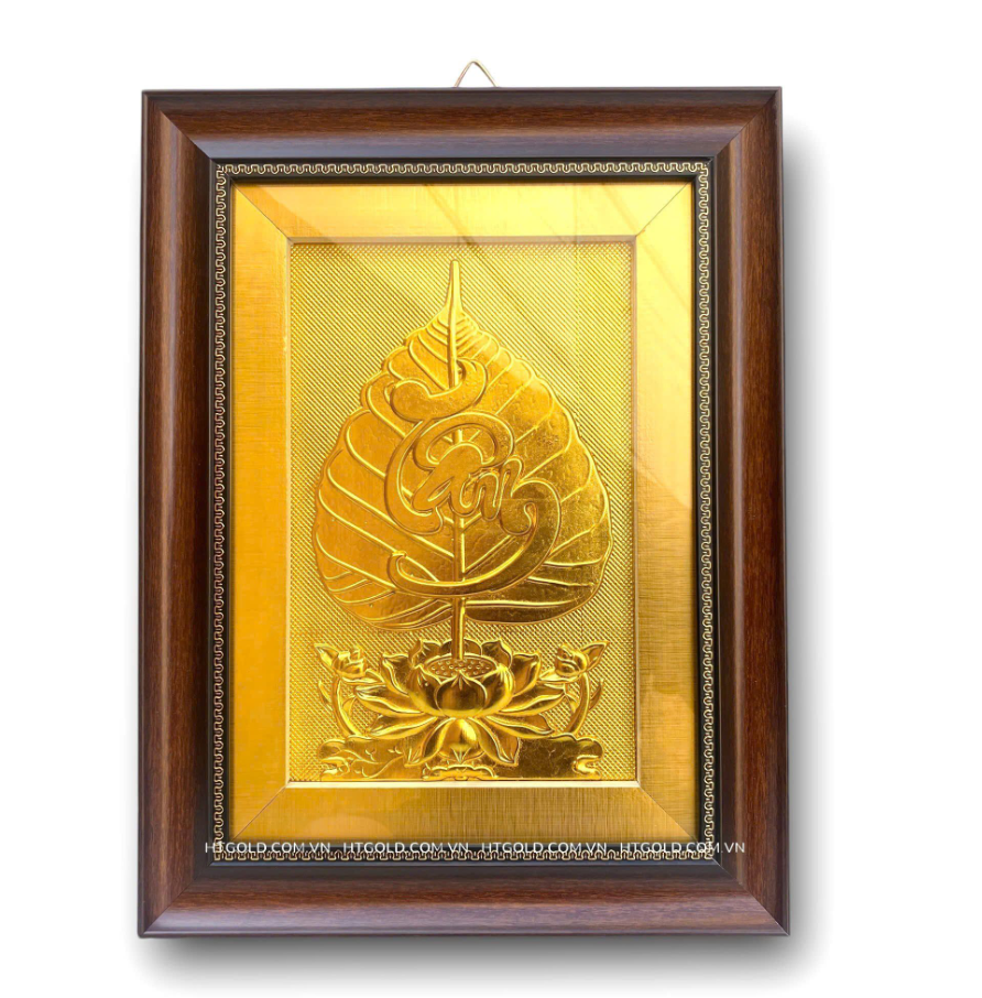 Tranh hoa bồ đề tâm Zen phủ vàng.png
